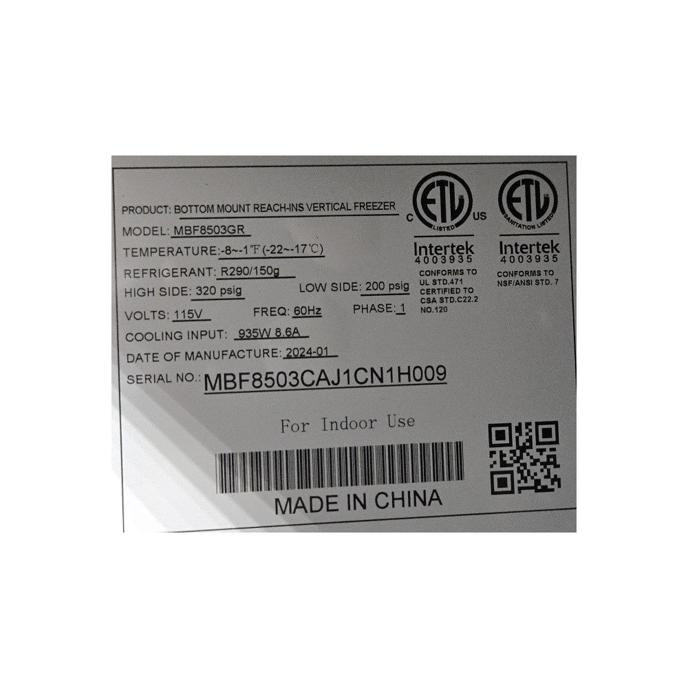 Atosa MBF8503GR Freezer - 2 Solid Door