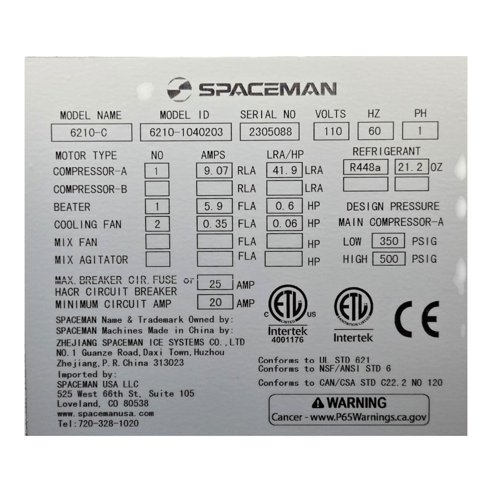 Spaceman USA Model 6210-C Soft Serve Machine