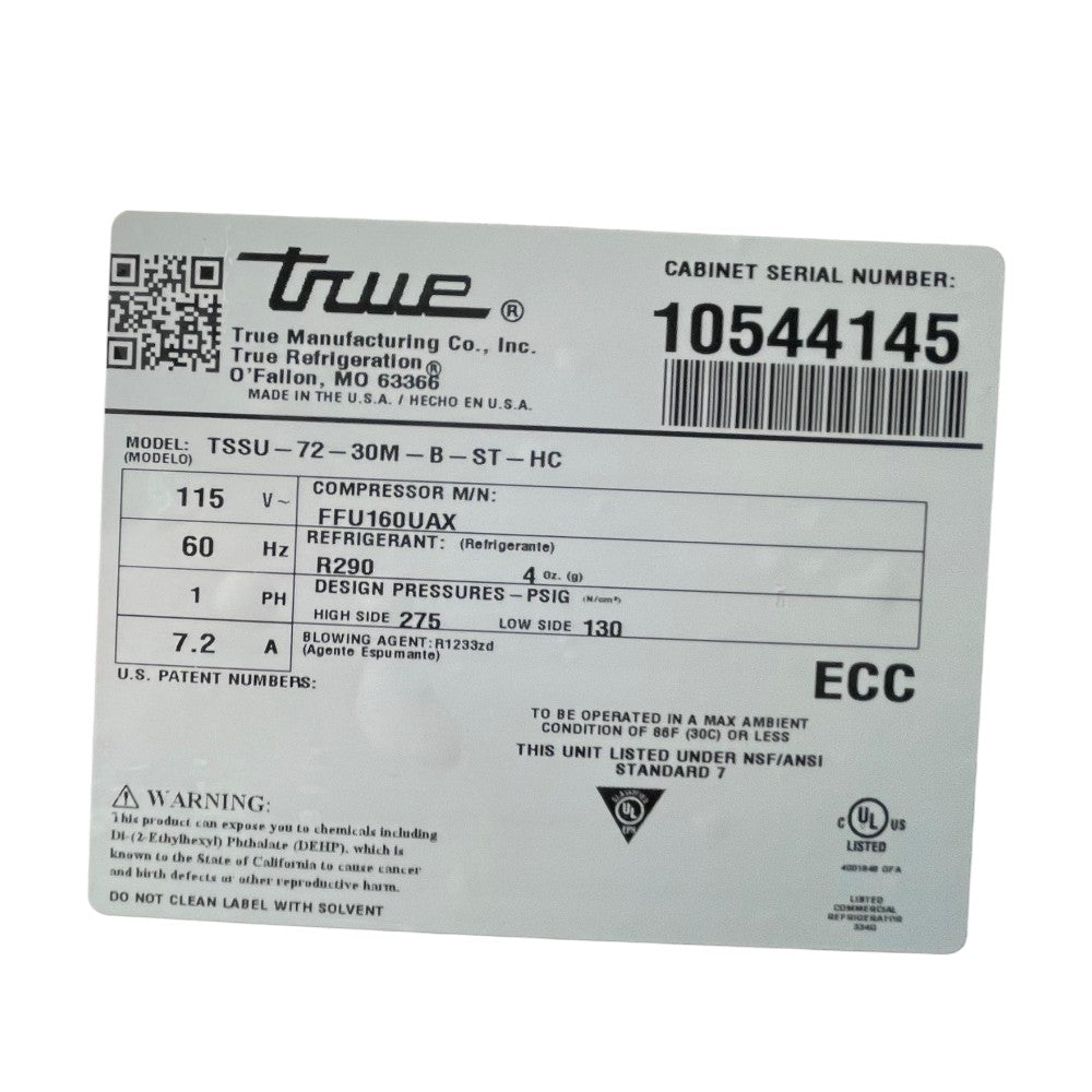 TRUE TSSU-72-30M-B-ST-HC Mega Top Refrigerator Sandwich Prep Table