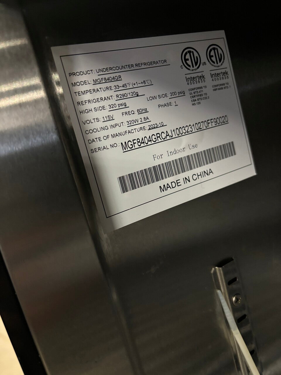 Atosa MGF8404GR Undercounter Refrigerator