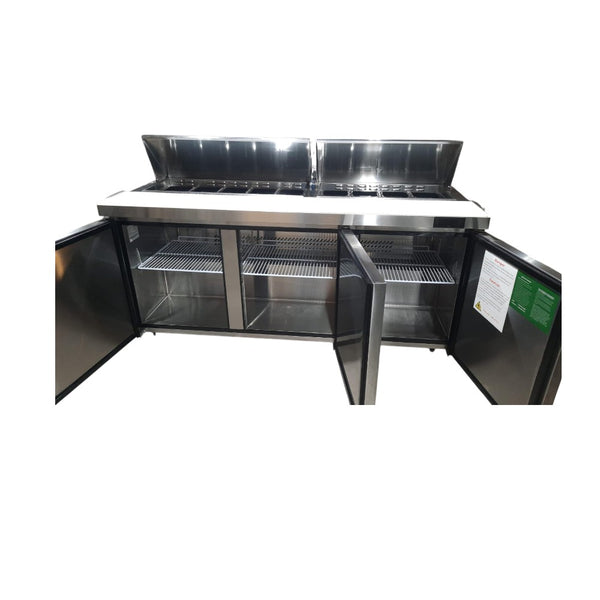 Atosa MSF8304GR Refrigerated Megatop Prep Table - 3 Solid Doors - 72 Inch