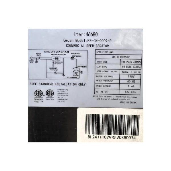 Omcan 46680 Refrigerated Topping Rail