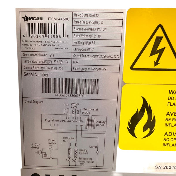 Omcan 44506 Well Steam Table - 48''
