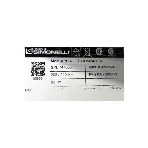 Nuova Simonelli Appia Life Compact V - 2 Group Espresso Machine - White