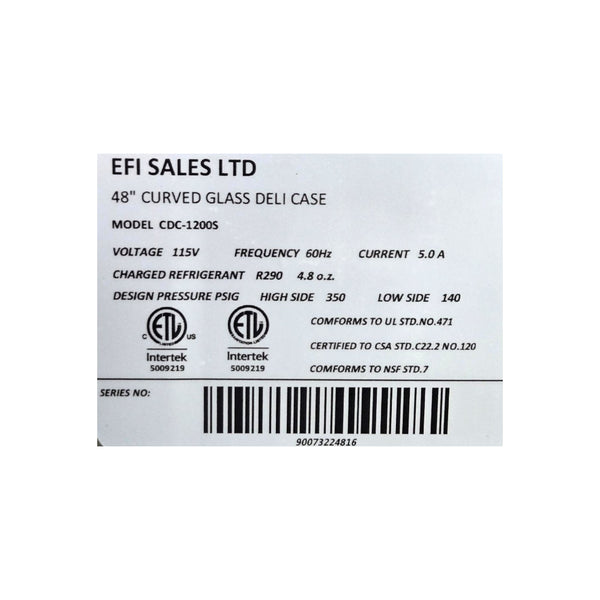 EFI CDC-1200S Refrigerated Deli Case - 47 Inch