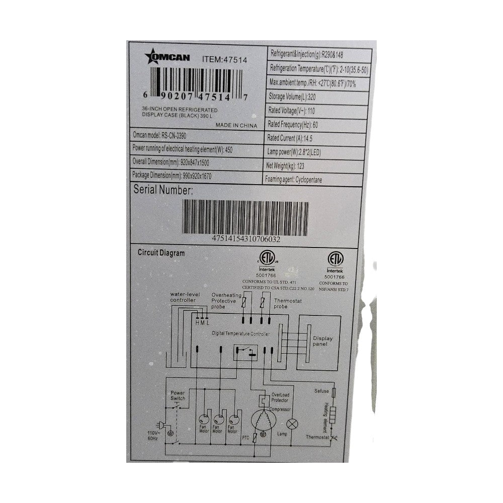 Omcan RS-CN-0390 Open Air Refrigerated Showcase