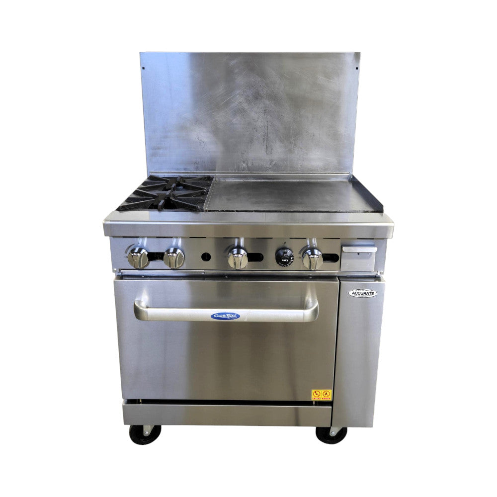 24 Inch Griddle Atosa AGR-2B-24GR Propane Range - Two Open Burners - 24 Inch Griddle ...