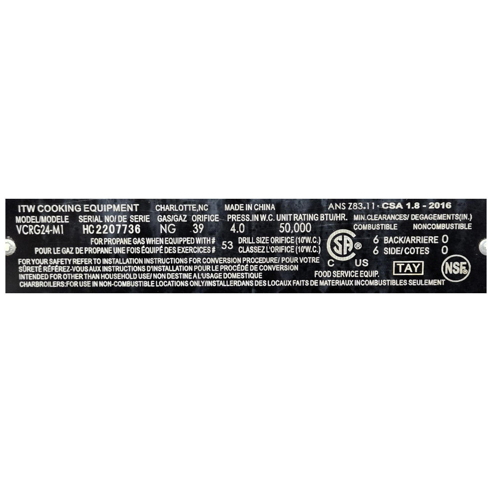 Vulcan VCRG24-M1 Countertop Griddle - Natural Gas