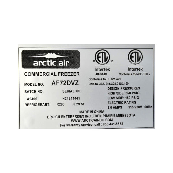Arctic Air AF72DVZ 3 Door Freezer
