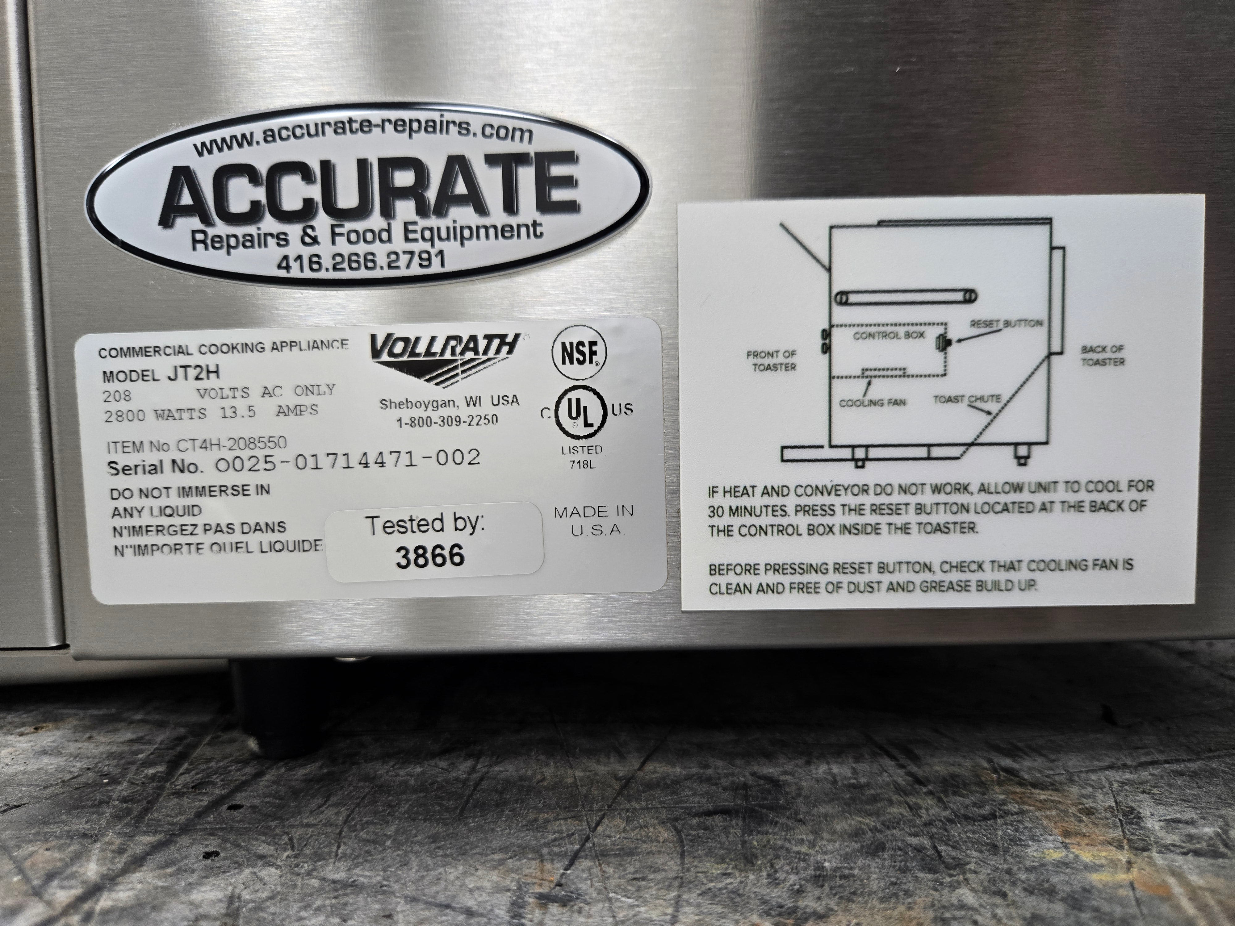 Vollrath CT4H JT2H Conveyor Toaster