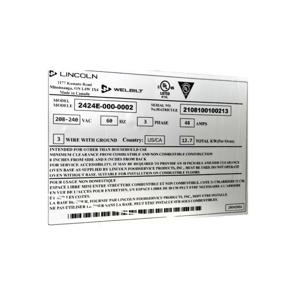 Lincoln 2424E-000-0002 Conveyor Oven - Electric