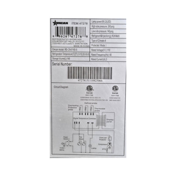 Omcan RS-CN-0160-5 Refrigerated Display Case
