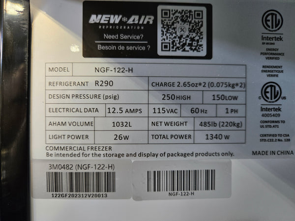 New Air NGF-122-H Double-Door Merchandiser Freezer