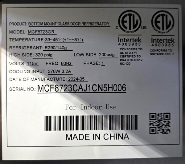 Atosa MCF8723GR Two  Glass Door Merchandiser Refrigerator