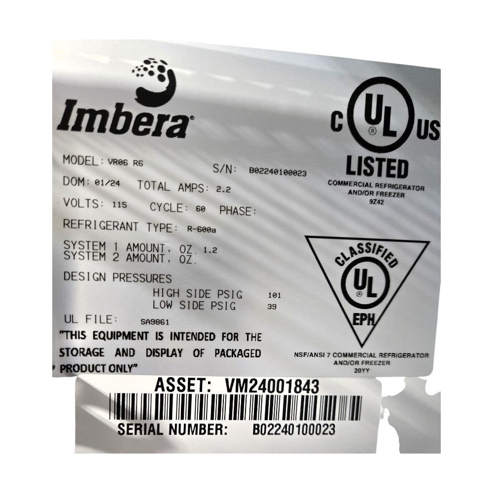 Imbera VR06R6 Swing Door Refrigerator