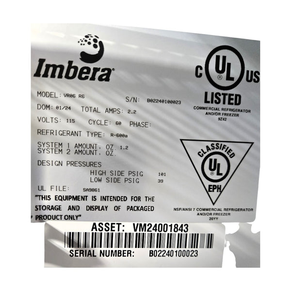 Imbera VR06R6 Swing Door Refrigerator