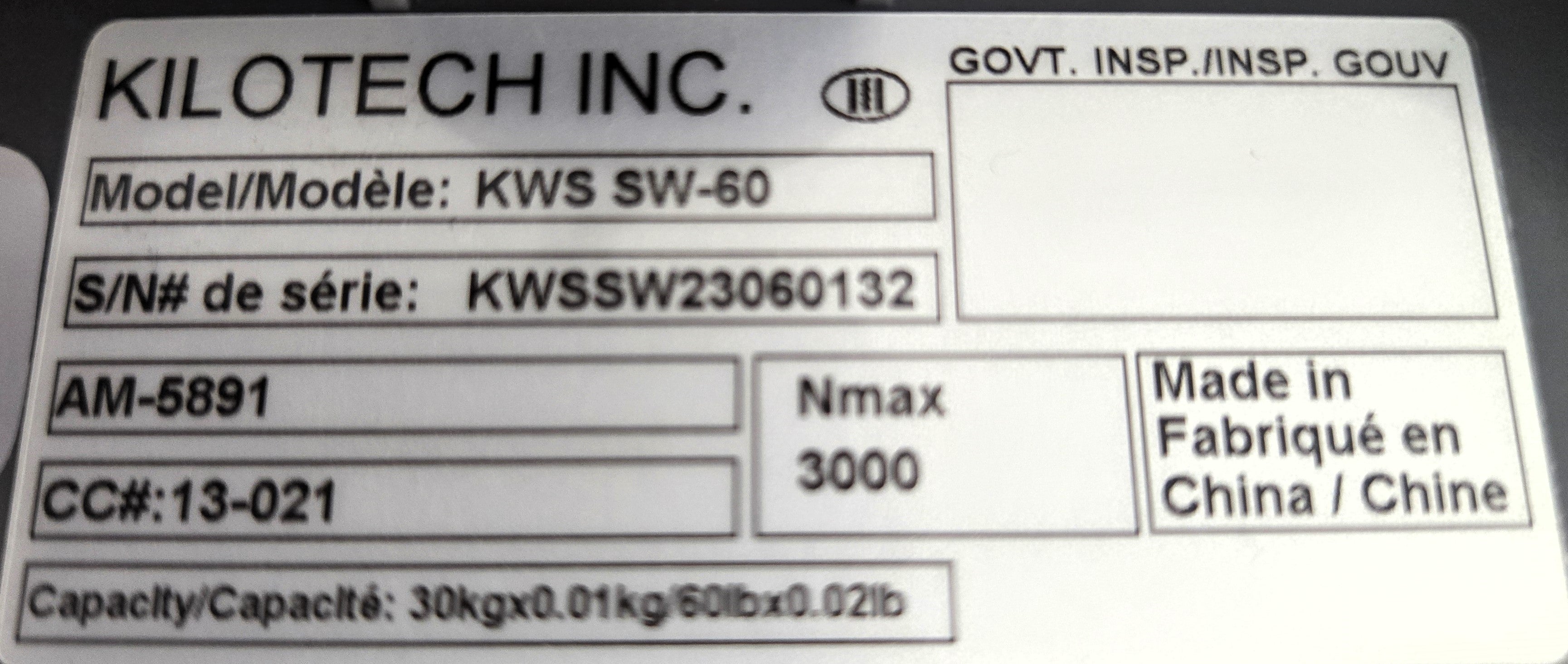 Kilotech KWS SW-60 Digital Scale