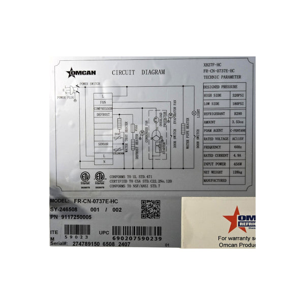 Omcan FR-CN-0737E-HC Upright Freezer