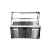 Celcold CMT7230 Megatop Refrigerated Prep Table - 3 Solid Door with Double Overshelf and Heat Lamp - 72 Inch