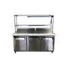 Celcold CMT7230 Megatop Refrigerated Prep Table - 3 Solid Door with Double Overshelf and Heat Lamp - 72 Inch