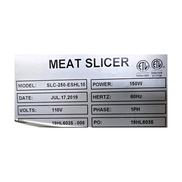 Maple Leaf Restaurant SLC-250-ESHL10 Meat Slicer
