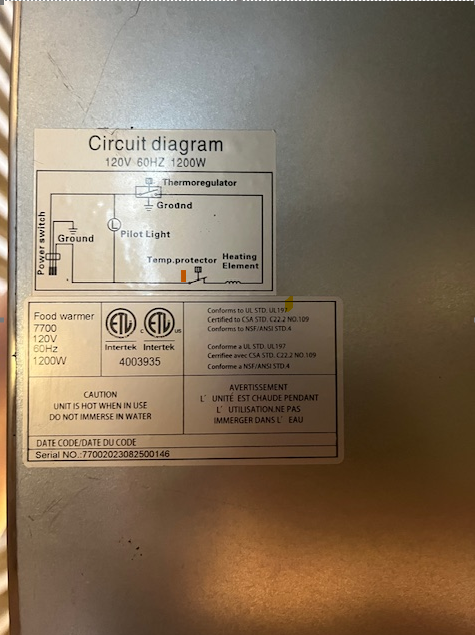 Reliant RFW7700 Electric Food Warmer