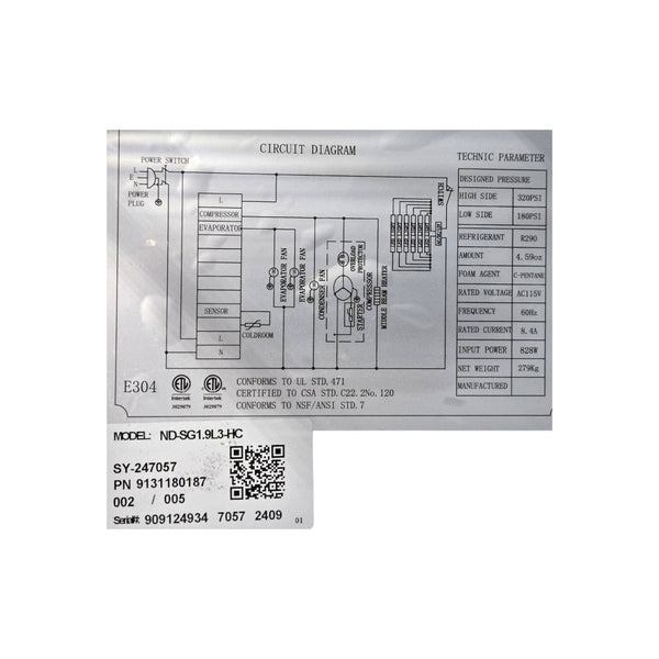 AFE ND-SG1.9L3-HC Three Glass Door Cooler