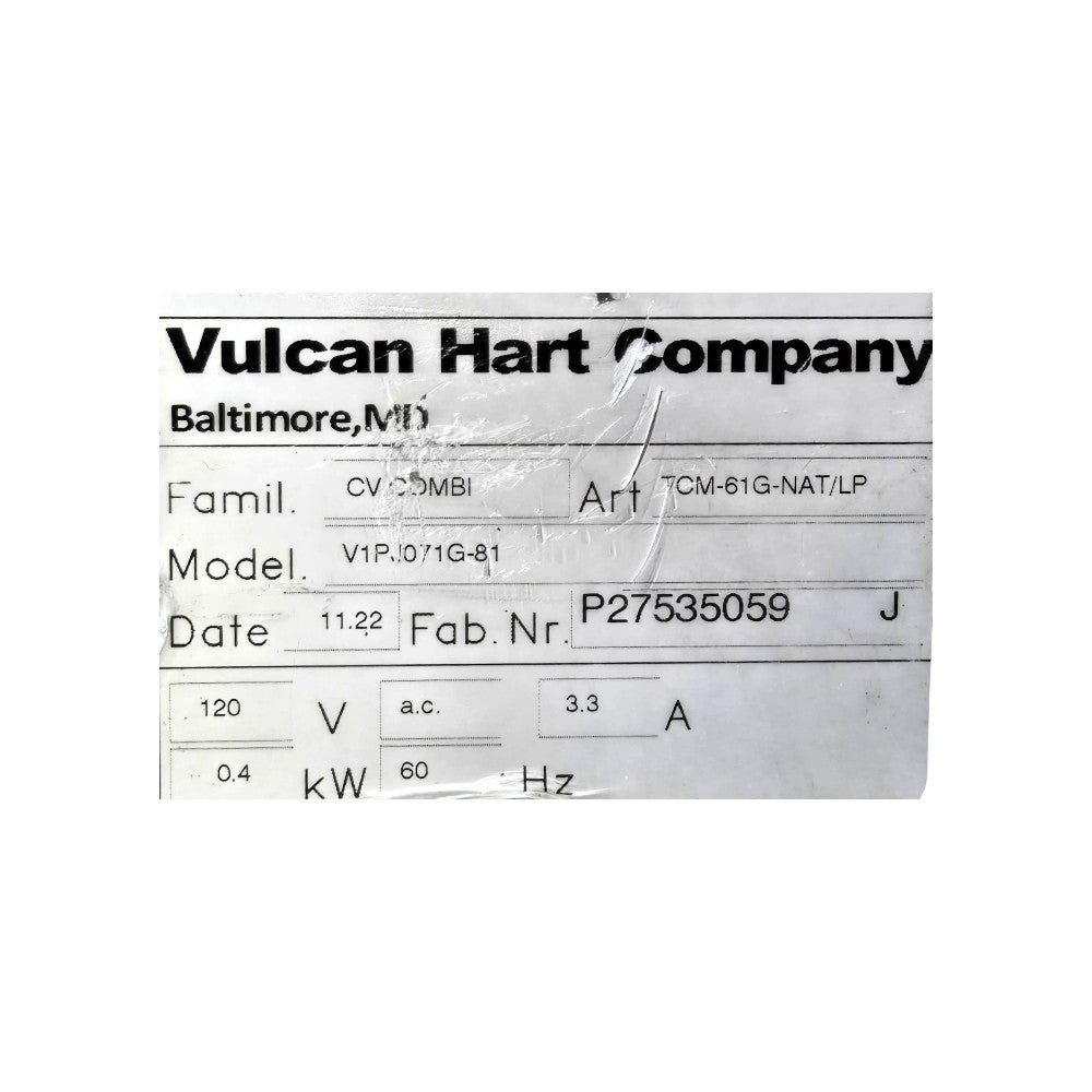 Vulcan VIPJ071G-81 Combi Oven - Natural Gas