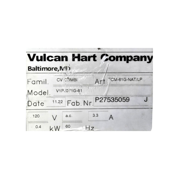 Vulcan VIPJ071G-81 Combi Oven - Natural Gas
