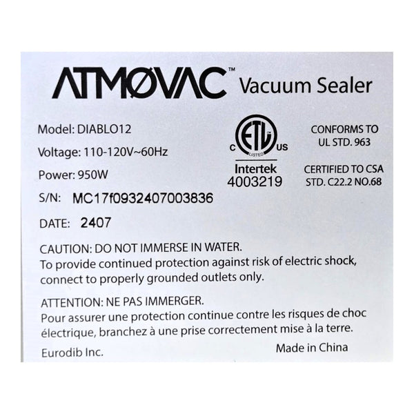 Atmovac DIABLO12 Vacuum Packaging Machine