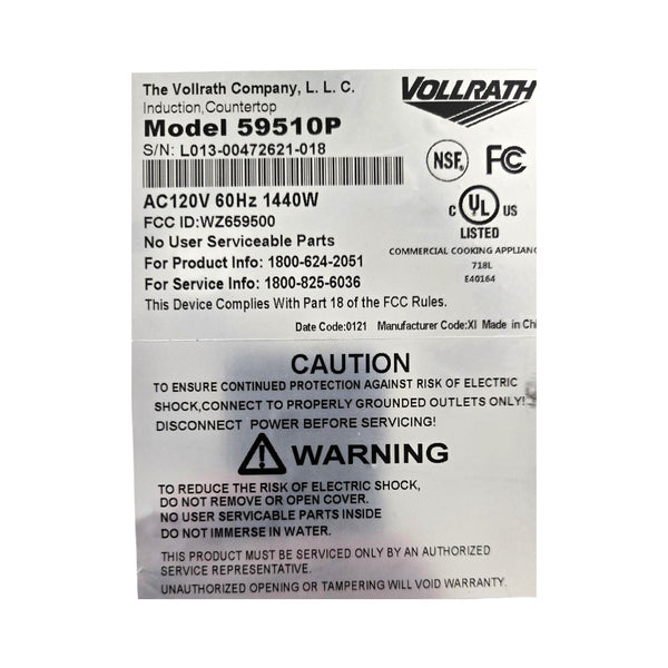 Vollrath 59510P Countertop Induction Burner