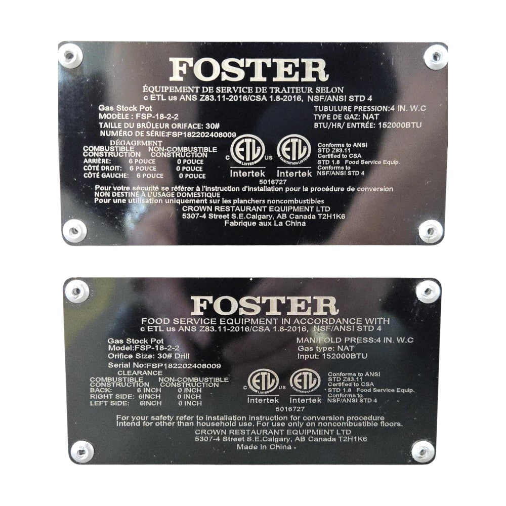 Foster FSP-18-2-2 Double Stock Pot Range - Natural Gas