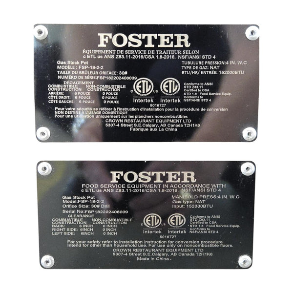 Foster FSP-18-2-2 Double Stock Pot Range - Natural Gas - Never Used