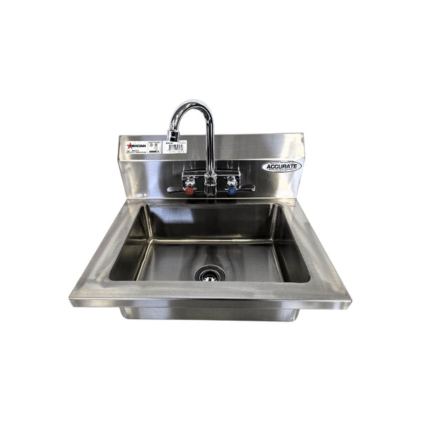 Omcan 44585 Fabricated Hand Sink with 4 Inch Gooseneck Faucet and Drain Basket