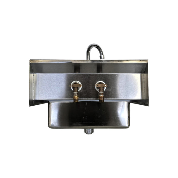 Omcan 44585 Fabricated Hand Sink with 4 Inch Gooseneck Faucet and Drain Basket