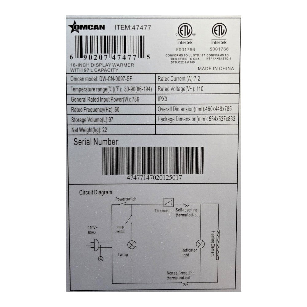 Omcan 47477 Food Warmer