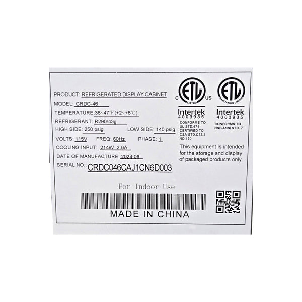 Atosa CRDC046CAJ1CN6D003 Refrigerated Display Case - Countertop