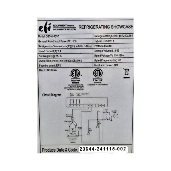 EFI CGSM-6057  Display Case - Square Glass - 59 inch