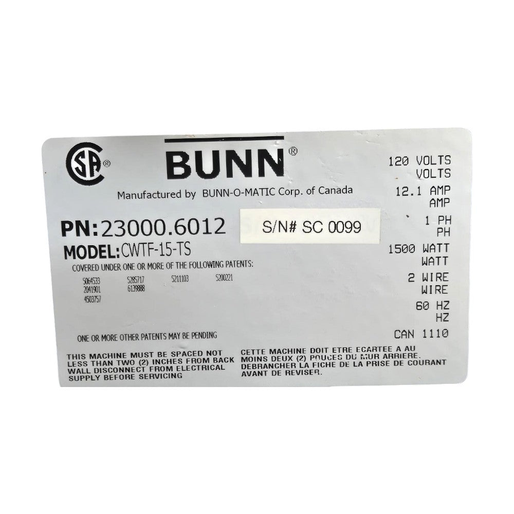 BUNN CWTF15TS Automatic Coffee Brewer