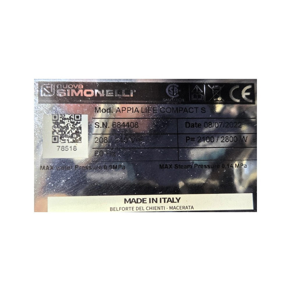 Nuova Simonelli Appia Life Compact S 2 Group Semi Automatic Espresso Machine