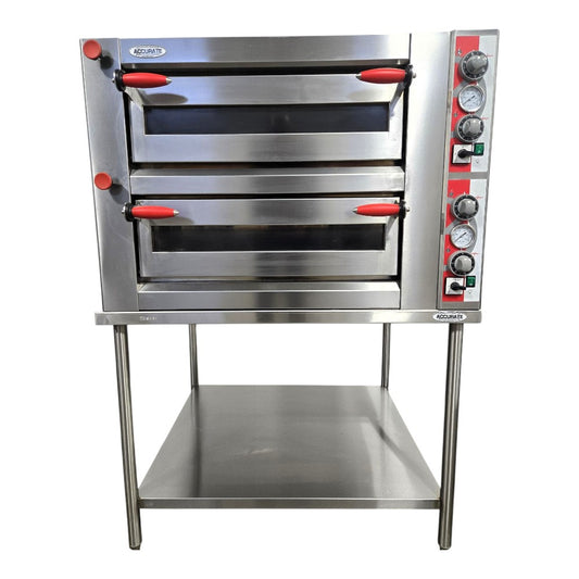 Omcan 40638 Double Chamber Pizza Oven with Tzanet T920 Stand