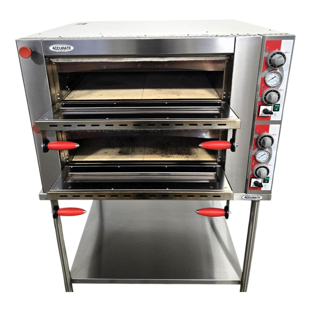 Omcan 40638 Double Chamber Pizza Oven with Tzanet T920 Stand