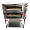 Omcan 40638 Double Chamber Pizza Oven with Tzanet T920 Stand