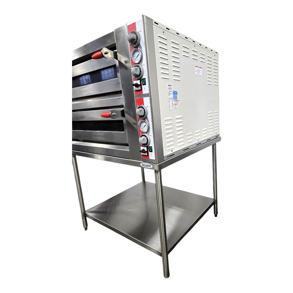 Omcan 40638 Double Chamber Pizza Oven with Tzanet T920 Stand