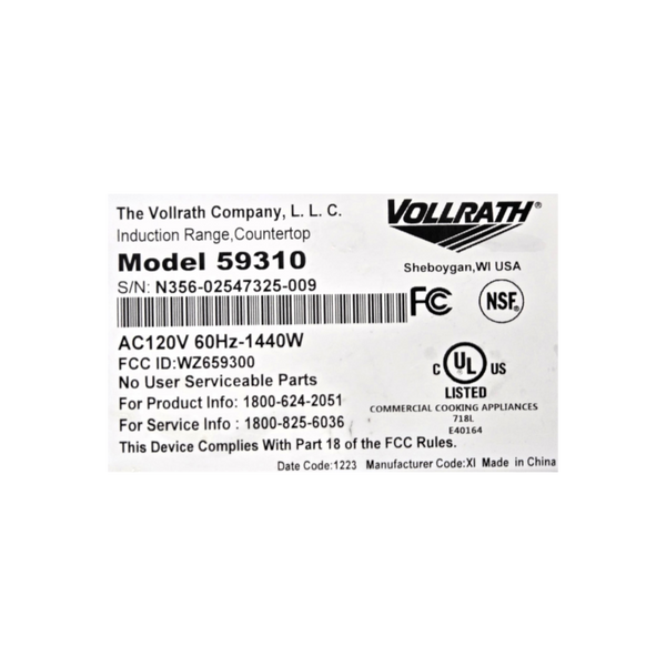Vollrath 59310 Countertop Induction Range