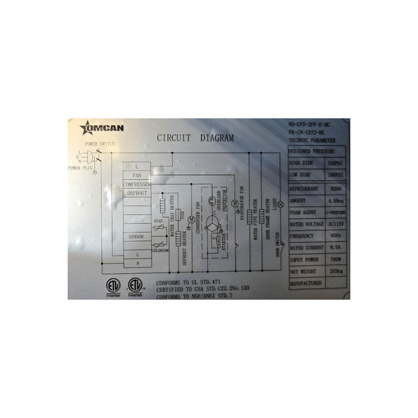 Omcan FR-CN-1372-HC Upright Freezer - 2 Solid Doors - 54 Inch