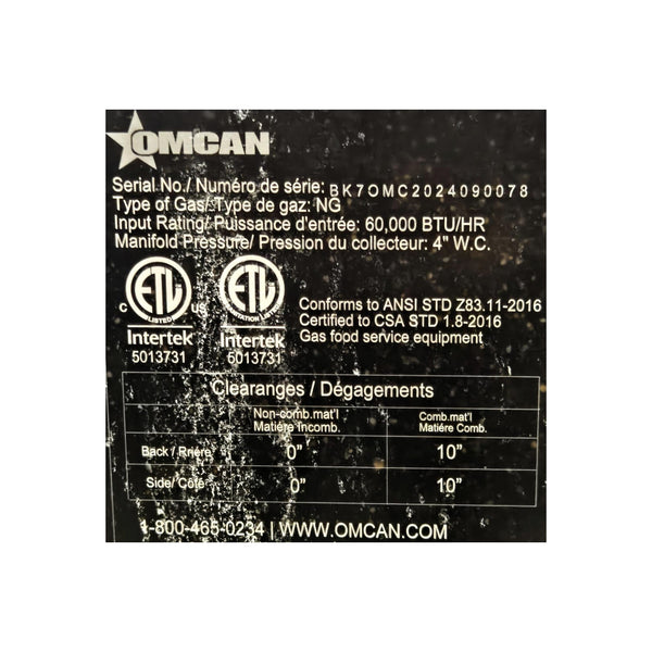 Omcan CE-CN-G24-M Countertop Natural Gas Griddle - 24 Inch