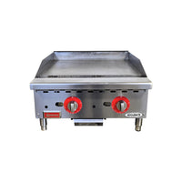 Omcan CE-CN-G24-TP Countertop Gas Griddle - 2 Burners - Thermostatic Control  - 24 Inch