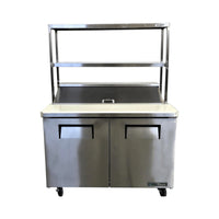 TRUE TSSU-48-12-HC Refrigerated Prep Table with Double Overshelf - 2 Solid Door  - 48 Inch