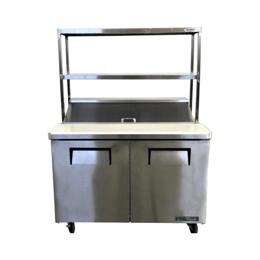 TRUE TSSU-48-12-HC Refrigerated Prep Table with Double Overshelf - 2 Solid Door  - 48 Inch